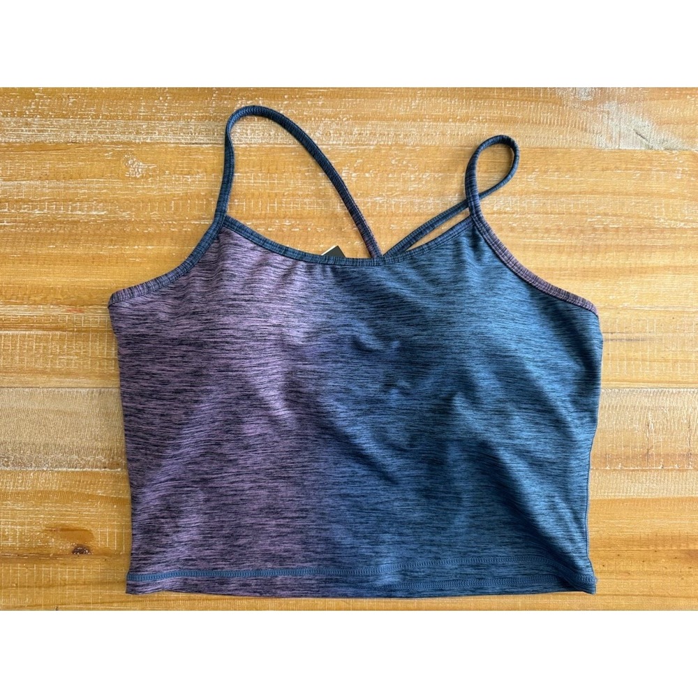 Senita Women's Cropped Tank Top Built In Bra Fitted Shirt Padded Large NWT